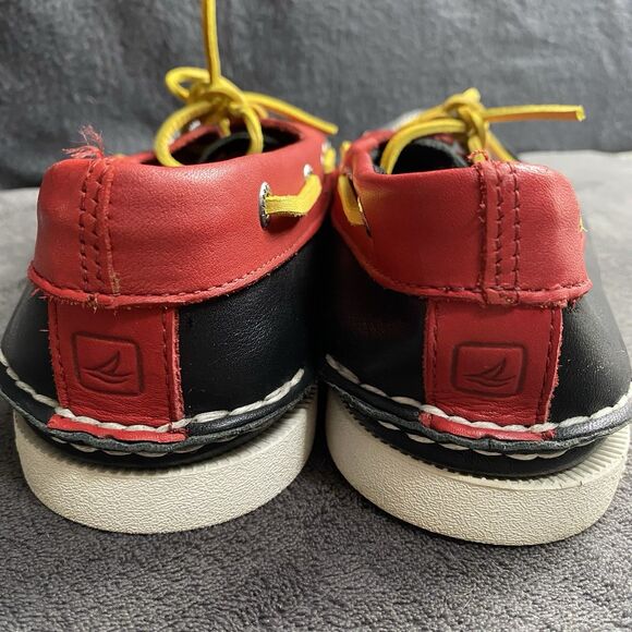 Sperry Men's Gold Cup Original Boat Shoe Black Red Yellow String Leather Mens 13 - Picture 5 of 9
